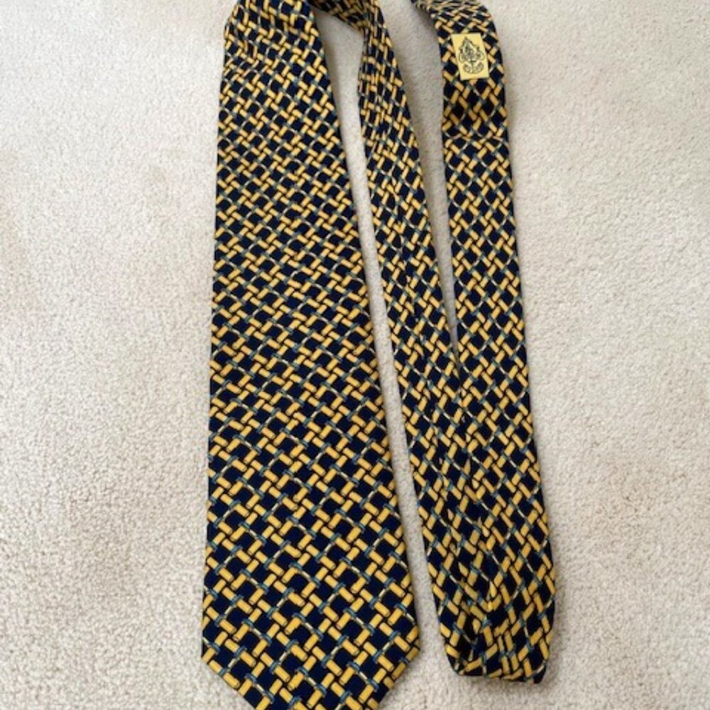 Gucci men’s silk tie. Black, gold & blue